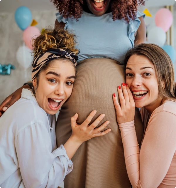 Digital photo booth background demo at a baby shower